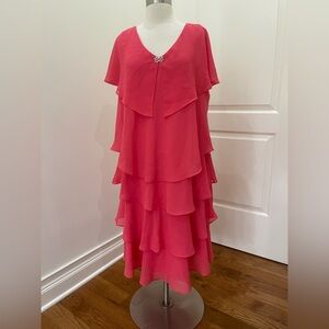 Coldwater Greek Elegant Pink Layered Dress Sz 18